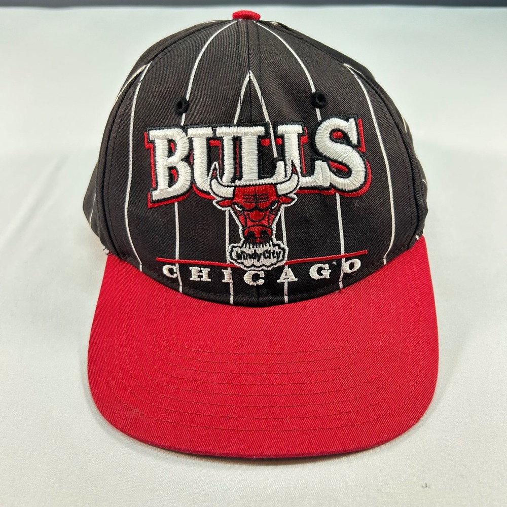47 Brand Chicago Bulls Snapback Hat Black Pinstripe NBA‎ Hardwood Classics Cap